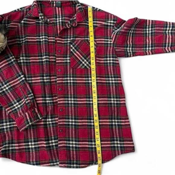 Wild Fable Dark Red Plaid Flannel Shacket Size XL Holiday Christmas Winter Cold - Picture 3 of 5